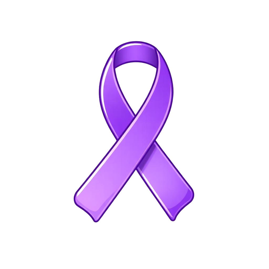 The AN purple autoimmune awareness ribbon emblem